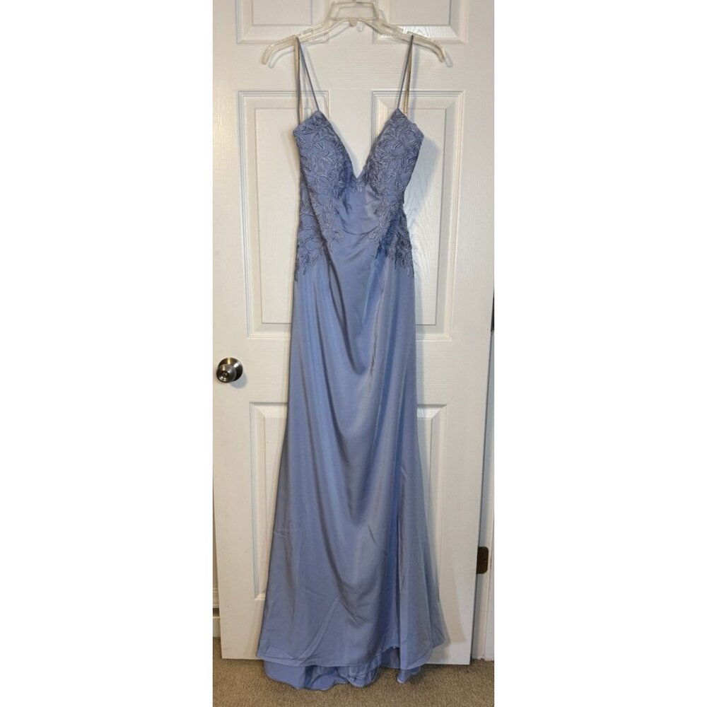 Faviana LT10641 Peri Blue Long Gown Formal Dress Lace Embroidered 6 NEW $478 - Picture 11 of 11